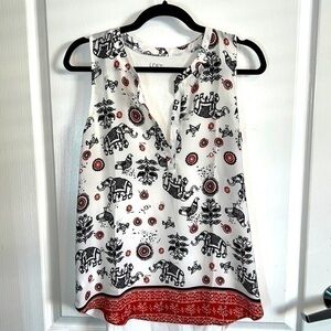 Loft tank top with elephant and birds print - size medium